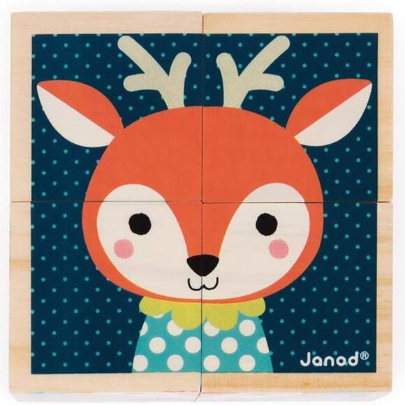 Janod My First Blocks Forest Portraits - Animals (4 wooden cubes) Brand New - Picture 13 of 13